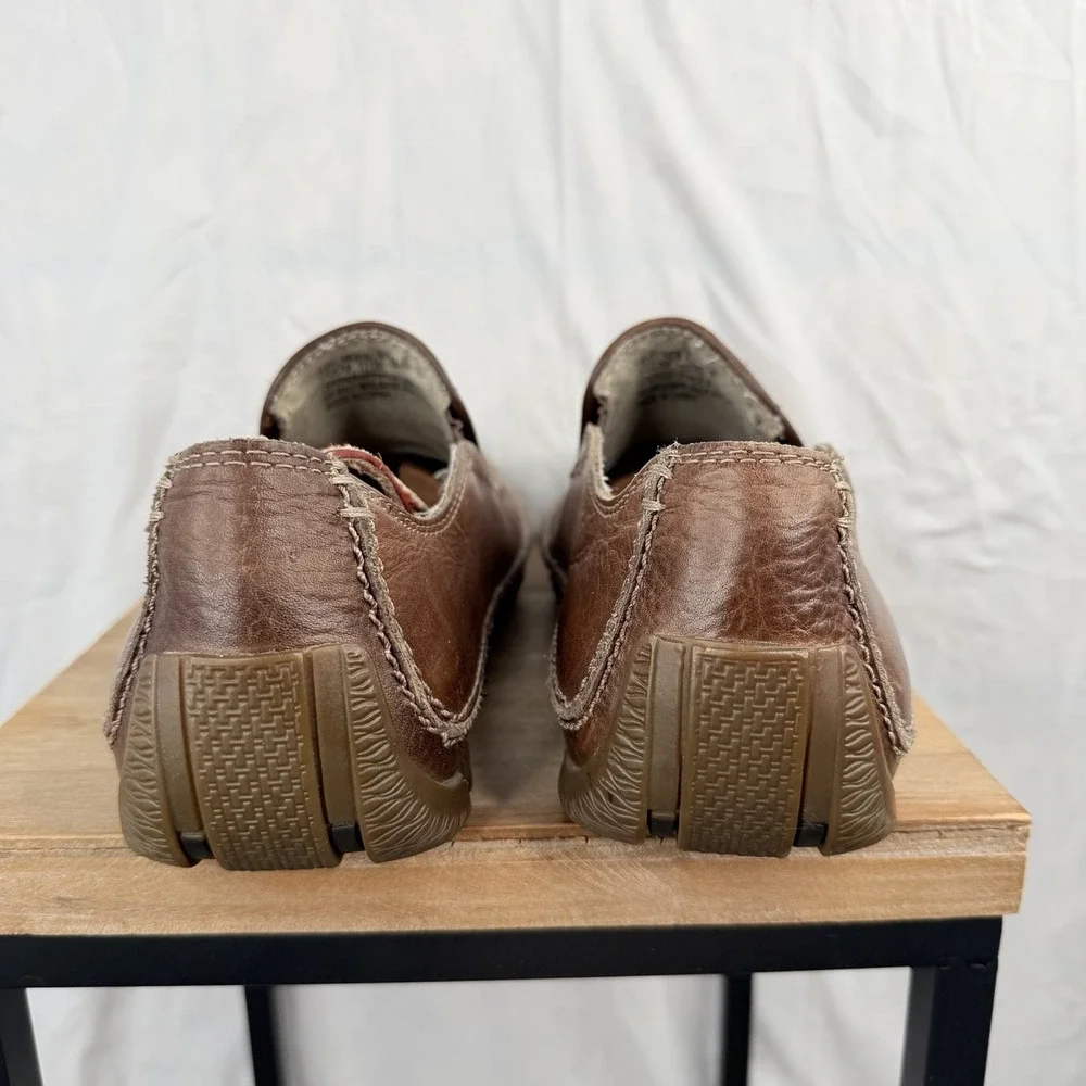 GBX babalu textured Brown leather loafers brown Men's SZ 9.5Driving Mocs Slip On